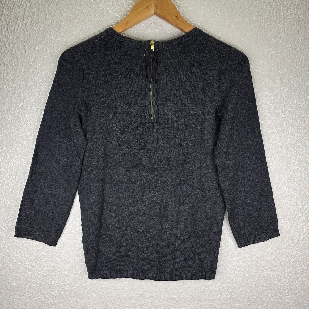 Nwt Philosophy Women's Crew Neck Sweater 3/4 Sleeve Pull Over Charcoal Gray Smal - Picture 7 of 16